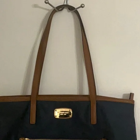 Michael Kors Navy Nylon Brown Leather Straps Tote Bag - Picture 4 of 7